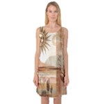 Abstract Sun Boho Bohemian Design Sleeveless Satin Nightdress