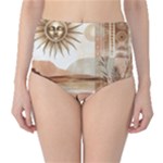 Abstract Sun Boho Bohemian Design Classic High-Waist Bikini Bottoms