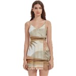 Abstract Sun Boho Bohemian Design Body Wrap Sleeveless V-Neck Mini Dress