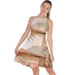 Abstract Sun Boho Bohemian Design Sleeveless Halter Neck A-Line Dress