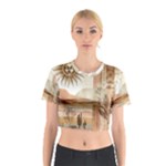 Abstract Sun Boho Bohemian Design Cotton Crop Top