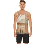 Abstract Sun Boho Bohemian Design Men s Wide Collar Tank Top