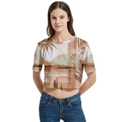 Women s Round Neck Short Sleeve Crop Top 