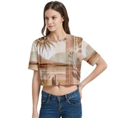 Women s Round Neck Short Sleeve Crop Top 