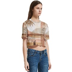 Women s Round Neck Short Sleeve Crop Top 