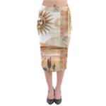 Abstract Sun Boho Bohemian Design Midi Pencil Skirt