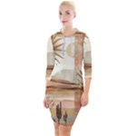 Abstract Sun Boho Bohemian Design Quarter Sleeve Hood Bodycon Dress