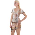 Abstract Sun Boho Bohemian Design Short Sleeve Asymmetric Mini Dress