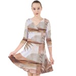 Abstract Sun Boho Bohemian Design Quarter Sleeve Front Wrap Dress