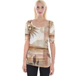 Abstract Sun Boho Bohemian Design Wide Neckline T-Shirt