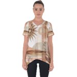 Abstract Sun Boho Bohemian Design Cut Out Side Drop T-Shirt