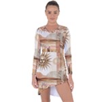 Abstract Sun Boho Bohemian Design Asymmetric Cut-Out Shift Dress