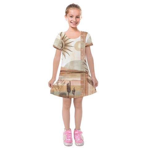 Abstract Sun Boho Bohemian Design Kids  Short Sleeve Velvet Dress from ArtsNow.com