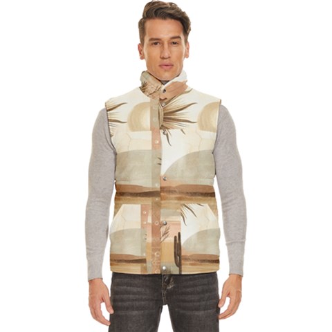 Abstract Sun Boho Bohemian Design Men s High Neck Button Up Puffer Vest from ArtsNow.com