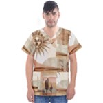 Abstract Sun Boho Bohemian Design Men s V-Neck Scrub Top