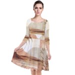 Abstract Sun Boho Bohemian Design Quarter Sleeve Waist Band Dress