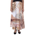 Abstract Sun Boho Bohemian Design Flared Maxi Skirt