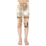 Abstract Sun Boho Bohemian Design Kids  Capri Leggings 