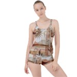 Abstract Sun Boho Bohemian Design Boyleg Tankini Set 