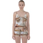 Abstract Sun Boho Bohemian Design Tie Front Two Piece Tankini