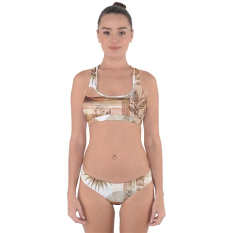 Abstract Sun Boho Bohemian Design Cross Back Hipster Bikini Set from ArtsNow.com