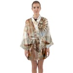 Abstract Sun Boho Bohemian Design Long Sleeve Satin Kimono