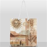 Abstract Sun Boho Bohemian Design Full Print Rope Handle Tote (Large)