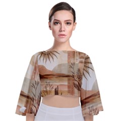 Tie Back Butterfly Sleeve Chiffon Top 