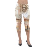 Abstract Sun Boho Bohemian Design Lightweight Velour Capri Leggings 