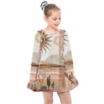 Abstract Sun Boho Bohemian Design Kids  Long Sleeve Dress