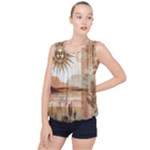 Abstract Sun Boho Bohemian Design Bubble Hem Chiffon Tank Top