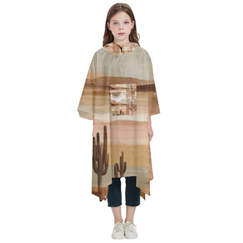 Abstract Sun Boho Bohemian Design Kids  Hooded Rain Ponchos from ArtsNow.com