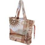 Abstract Sun Boho Bohemian Design Drawstring Tote Bag