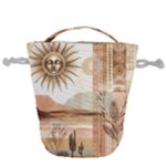 Abstract Sun Boho Bohemian Design Drawstring Bucket Bag