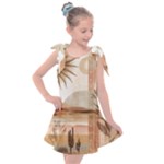 Abstract Sun Boho Bohemian Design Kids  Tie Up Tunic Dress