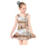 Abstract Sun Boho Bohemian Design Kids  Skater Dress Swimsuit