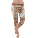 Abstract Sun Boho Bohemian Design Lightweight Velour Capri Yoga Leggings