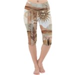 Abstract Sun Boho Bohemian Design Lightweight Velour Cropped Yoga Leggings