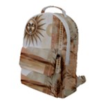 Abstract Sun Boho Bohemian Design Flap Pocket Backpack (Large)