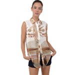 Abstract Sun Boho Bohemian Design Sleeveless Chiffon Button Shirt