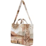 Abstract Sun Boho Bohemian Design Square Shoulder Tote Bag