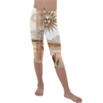 Abstract Sun Boho Bohemian Design Kids  Lightweight Velour Capri Leggings 