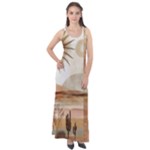 Abstract Sun Boho Bohemian Design Sleeveless Velour Maxi Dress