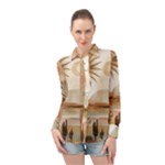 Abstract Sun Boho Bohemian Design Long Sleeve Chiffon Shirt