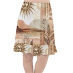 Abstract Sun Boho Bohemian Design Fishtail Chiffon Skirt