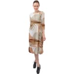 Abstract Sun Boho Bohemian Design Ruffle End Midi Chiffon Dress