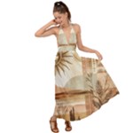 Abstract Sun Boho Bohemian Design Backless Maxi Beach Dress