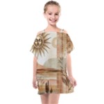 Abstract Sun Boho Bohemian Design Kids  One Piece Chiffon Dress