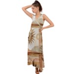 Abstract Sun Boho Bohemian Design V-Neck Chiffon Maxi Dress