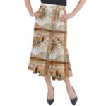 Abstract Sun Boho Bohemian Design Midi Mermaid Skirt